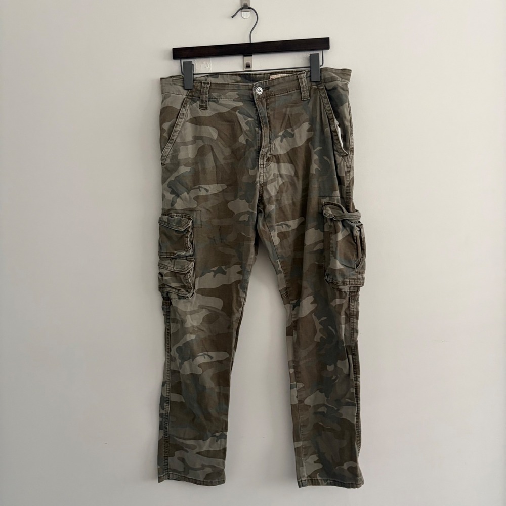 Wrangler Mens Regular Taper Camo Cargo Pants Green 34x30 112326274